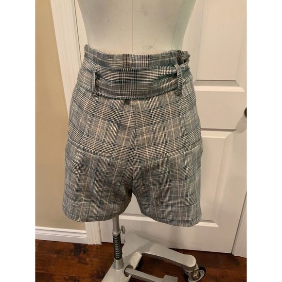 Veronica Beard "Baga" Black & White Prince Of Wales Checked Belted Shorts Size 2 - Picture 8 of 9